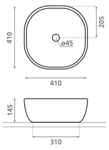 Bathco 4071 - Umyvadlo na desku OLEA 41x41 cm porcelán/bílá