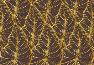 Fototapeta - Zlaté listy, tmavé (245x170 cm)