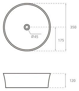 Bathco 4086 - Umyvadlo na desku VOLTA pr. 35 cm porcelán/bílá