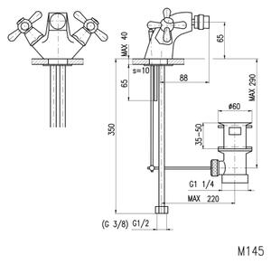 RAV Slezák MK145.0 - Bidetová baterie + výpusť MORAVA 6,5 cm lesklý chrom
