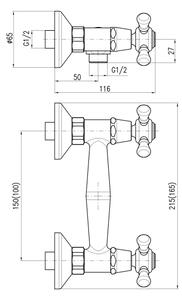 RAV Slezák MK180.5/1CMATSM - Sprchová sada s baterií MORAVA RETRO černá/mosaz