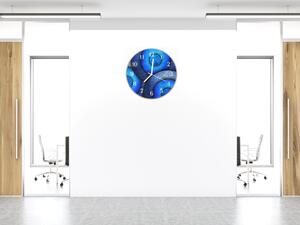 Nástěnné hodiny kulaté pr.30cm abstraktní modrý vzor - plexi