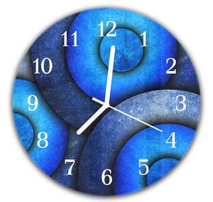 Nástěnné hodiny kulaté pr.30cm abstraktní modrý vzor - plexi