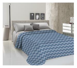 Přikrývka na postel Piquet Zig-zag modrá