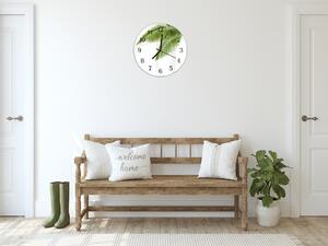 Nástěnné hodiny kulaté pr.30cm zelené palmové listí - plexi