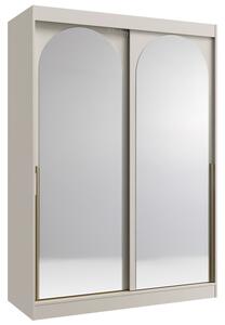 Šatní skříň MODIN | se zrcadlem | 150 cm | kašmír/zlaté úchyty