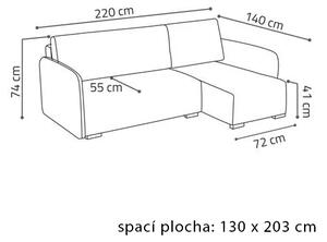 Sedací souprava COMA | 220x140 cm | PRAVÁ | rozkládací + úložný prostor | VÝBĚR TKANIN