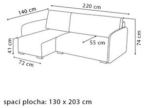 Sedací souprava COMA | 140x220 cm | LEVÁ | rozkládací + úložný prostor | VÝBĚR TKANIN