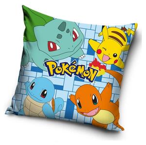 DĚTSKÁ DEKORAČNÍ POVLAK NA POLŠTÁŘ POKEMON 40X40 CM VZOROVANÁ