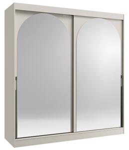 Šatní skříň MODIN | se zrcadlem | 200 cm | kašmír/černé úchyty