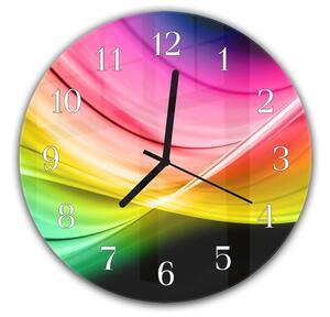 Nástěnné hodiny kulaté pr.30cm elegantní barevná abstrakce - plexi