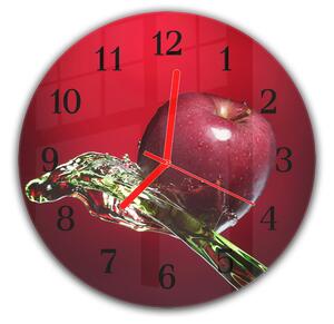 Nástěnné hodiny kulaté pr.30cm ovoce červené jablko ve vodě - plexi
