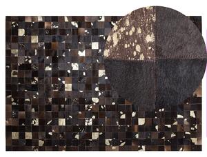 Hnědozlatý patchwork kožený koberec 140x200 cm BANDIRMA