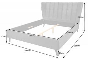 Tmavě šedá sametová postel Sixties 160x200 cm