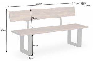 Noble Home Hnědá dřevěná lavice s opěradlem Genesis 200 cm