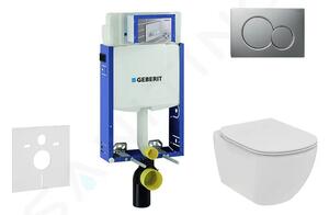 Geberit Set předstěnové instalace, klozetu a sedátka Ideal Standard Tesi, tlačítka Sigma01, Rimless, SoftClose, matný chrom 110.302.00.5 NE3
