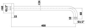 Paffoni - Sprchové rameno kulaté 40 cm černá