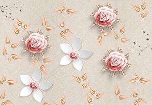 Fototapeta - Růžové květy (245x170 cm)