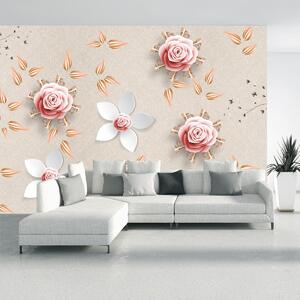 Fototapeta - Růžové květy (245x170 cm)