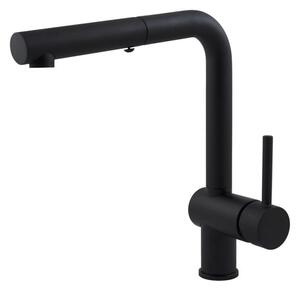 Paffoni - Dřezová baterie s vytahovací sprškou LIGHT 29,2 cm černá