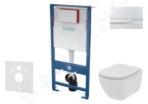 Kielle Set předstěnové instalace, klozetu Tesi a sedátka softclose, tlačítko Gemini l, lesklý chrom SANI11AD1101