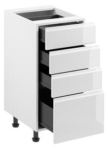 ASPEN b | dolní skříňka D40S4 se zásuvkami METALBOX | 40 cm | SOKL v CENĚ | bílá lesk