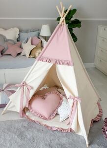 Stan týpí pro děti - světle růžový (Stan teepee pro děti - set s podložkou a polštáři)