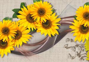 Fototapeta - Zářící květy slunečnic (245x170 cm)