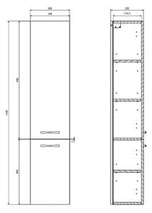 Cersanit S598-043-DSM - Závěsná koupelnová skříňka NIKO 140x30 cm lesklá bílá
