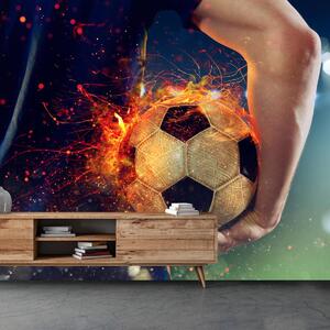 Fototapeta - Fotbalový míč v ohni (245x170 cm)