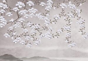 Fototapeta - Květy v šedivé krajině (245x170 cm)
