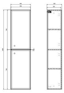 Cersanit S1021-012 - Závěsná koupelnová skříňka MILLE 40x160x30 cm mintová