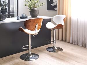 Barová židle z umělé kůže tmavé dřevo/bílá ROTTERDAM