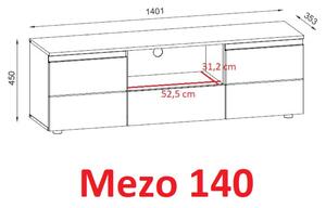 TV stolek MEZO 140 woodcon šedá/bílá