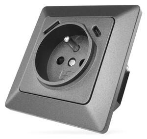 Zásuvka domovní s USB-A+USB-C FRENCH 250V/16A antracit