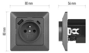Zásuvka domovní s USB-A+USB-C FRENCH 250V/16A antracit