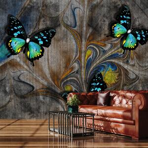 Fototapeta - Zářiví motýli na obraze (245x170 cm)