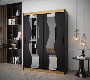 Šatní skříň Abi Sew Premium Barva korpusu: Černá + zlatá, Rozměr: 150 cm