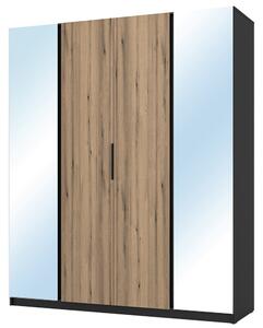 Šatní skříň KAJA 2LU 2F | 200 cm | se zrcadly | VYSOKÁ | černá/evoke
