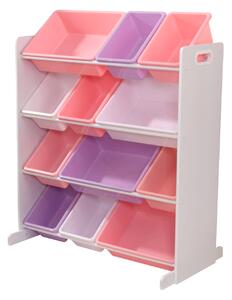 KidKraft Úložná police na hračky s 12 boxy (Rozměry: 92x84x47 cm Věk: 3+ Materiál: MDF, dřevo, plast, kov Hmotnost: 11 kg)