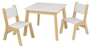 KidKraft Moderní set stůl a 2 židle bílé (Rozměry stolu:59x59x47 cm Rozměry židle: 38x44x52 cm Věk: 3+ Materiál: MDF, dřevo)