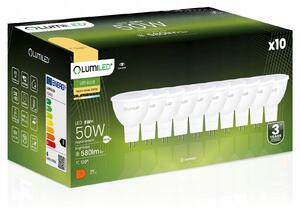 10x LED žárovka GU5.3 reflektor MR16 6W 580lm 3000K teplá 120° 12V Lumiled