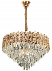 KŘIŠŤÁLOVÝ LUSTR ZÁVĚSNÉ STROPNÍ SVÍTIDLO ZLATÝ E14 GLAMOUR OBÝVÁK 50CM