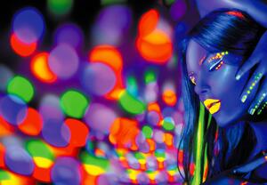Fototapeta - Žena v neonových světlech (245x170 cm)