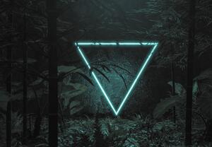 Fototapeta - Neonový trojúhelník v jungli (245x170 cm)