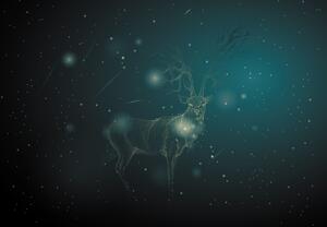 Fototapeta - Magický jelen v noci (245x170 cm)