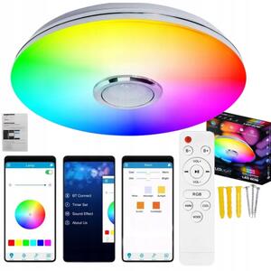 Stropní svítidlo Hurtnet LED 60W RGB s Bluetooth reproduktorem, bílá