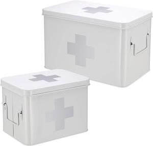 Zeller Present Lékárnička, kovový box na léky a zdravotní pomůcky, 2v1, bílý, MEDICINE M