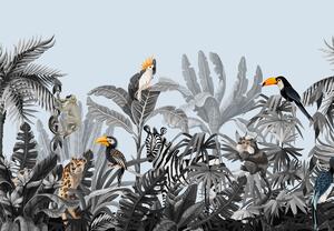 Fototapeta - Zvířata v tropickém lese (245x170 cm)