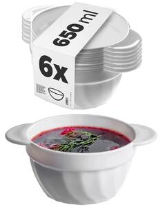 Polévková miska Kadax bílá skleněná 650 ml 6 ks